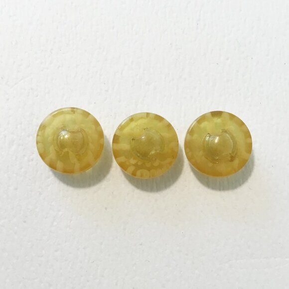 Vintage Lucite Yellow End of Day Swirl Translucent Dome Round Buttons Set of 3 - Picture 2 of 4